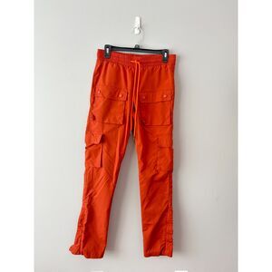 EPTM USA Men's Orange Utility Cargo Tactical Track Pants Ankle Zip Size Small